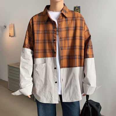 Camisa de Cuadros Japonesa con Costuras Artesanales para Hombre