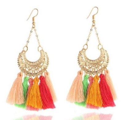 Aretes Bohemios Largos con Borlas - Image 6