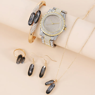 Conjunto de Accesorios en Acero Verde: Reloj, Anillo, Collar y Aretes de Cuarzo - Image 47