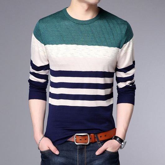 Suéter de Cuello Redondo con Bloques de Color para Hombre Joven - Image 37