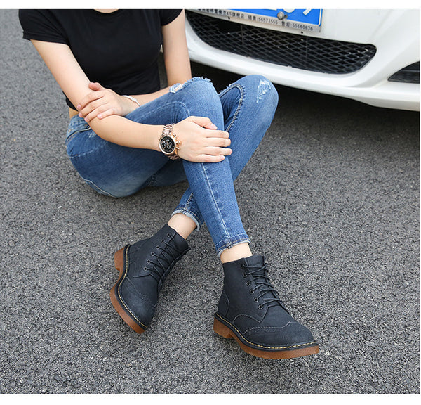 Botas Martin de Cordones en Encaje Británico para Mujer