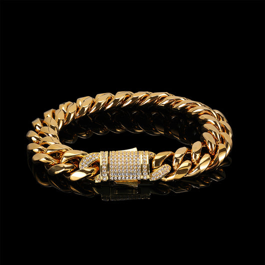 Pulsera Cubana de Acero Titanio con Cierre Miami Resistente - Image 3