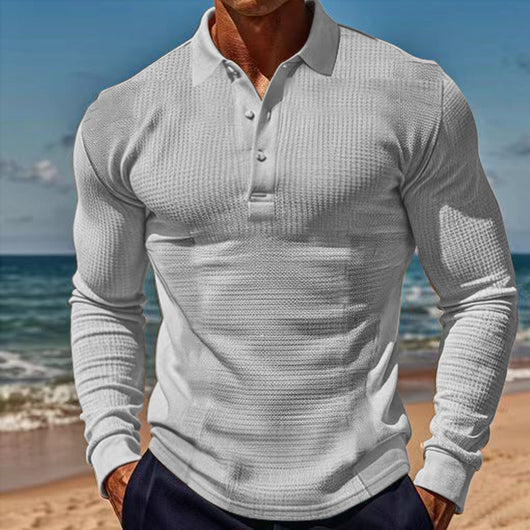 Polo Casual de Manga Larga Slim Fit con Textura Waffle - Image 13