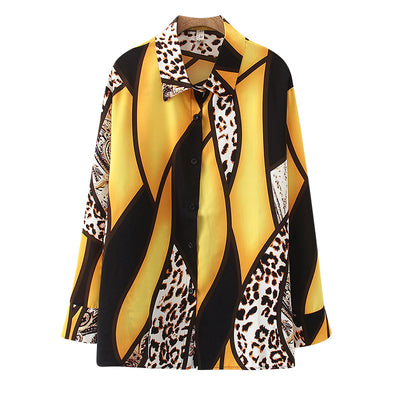 Blusa Estilo Occidental con Estampado Leopardo y Contraste de Colores para Mujer - Image 16