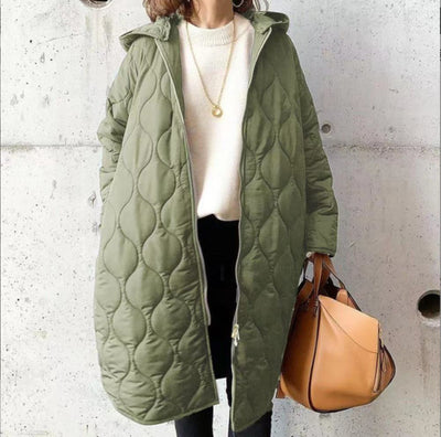 Abrigo Acolchado Mujer Invierno con Diseño Rombo y Capucha - Image 3