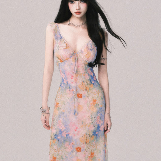 Vestido Largo Escote V Flores con Tirantes - Estilo Playa Vacacional - Image 14