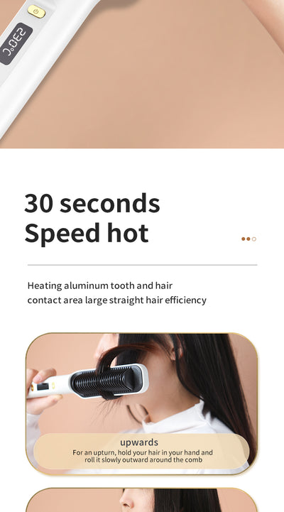 Two white and gold electric hot combs, one larger with a textured panel and one smaller with a digital temperature display. - Image 7