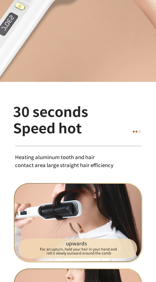 Two white and gold electric hot combs, one larger with a textured panel and one smaller with a digital temperature display. - Image 7