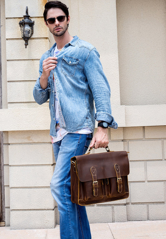 Maletín de Cuero Retro para Hombre - Estilo Ejecutivo Portátil - Image 2