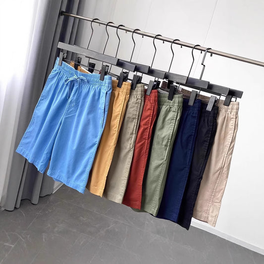 Pantalones Cortos Casuales de Algodón Puro con Cintura Elástica para Hombre