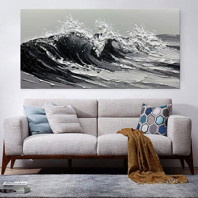 Cuadro Óleo Olas del Mar en Lienzo - Arte Texturizado Hecho a Mano para Sala de Estar - Image 4