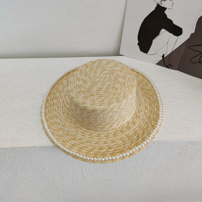 Sombrero de Paja Artesanal con Perlas para Mujer - Image 3