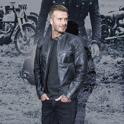 Chaqueta de Cuero con Cuello de Pie Efecto Desgastado para Hombre - Image 3