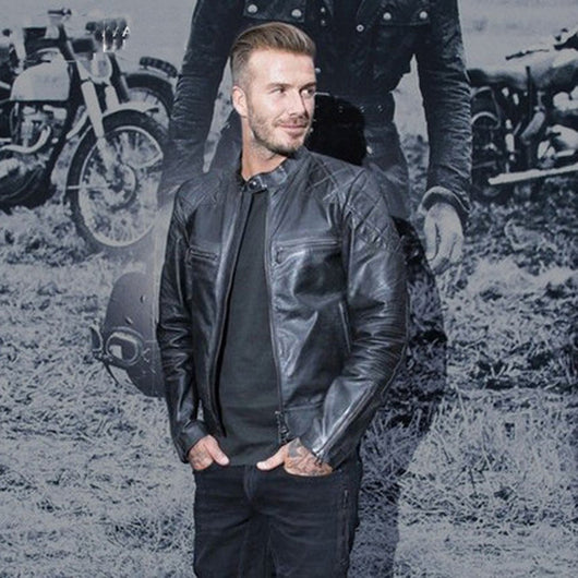 Chaqueta de Cuero con Cuello de Pie Efecto Desgastado para Hombre - Image 3