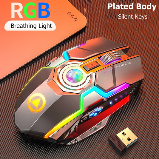 Ratón Gaming RGB Inalámbrico Recargable con Botón Silencioso