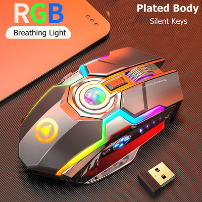 Ratón Gaming RGB Inalámbrico Recargable con Botón Silencioso