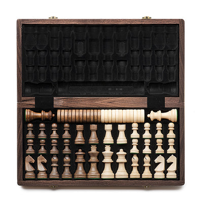 Tablero de Ajedrez y Damas de Madera de Nogal Plegable para Niños - Image 10