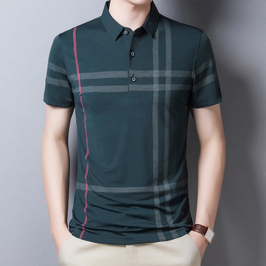 Polo Rayas Verano Hombre Slim Fit Streetwear Manga Corta