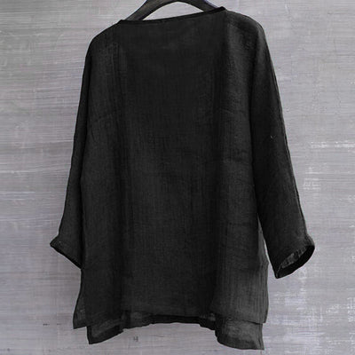 Camisa de Algodón y Lino con Cuello Mao - Image 3