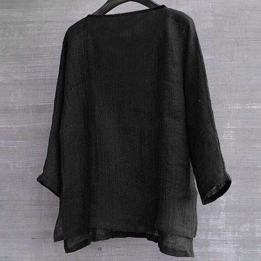 Camisa de Algodón y Lino con Cuello Mao - Image 3