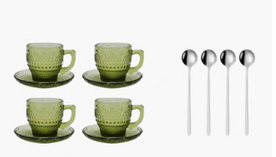 Taza de Café de Vidrio Grueso con Plato - Diseño Floral Retro Resistente al Calor - Image 17