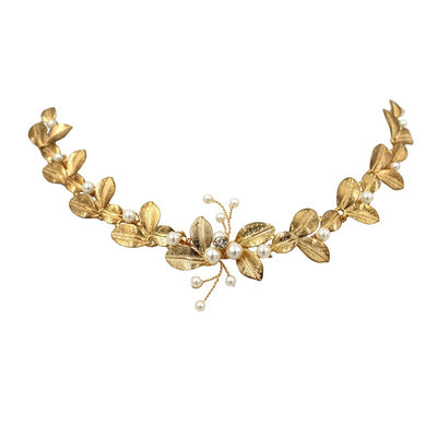 Adorno Nupcial de Hojas Doradas con Perlas - Image 6