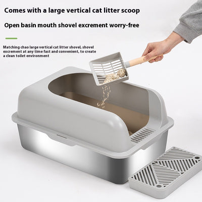 Arenero para Gatos Reforzado Higiénico con Bandeja Extraíble Antiderrames