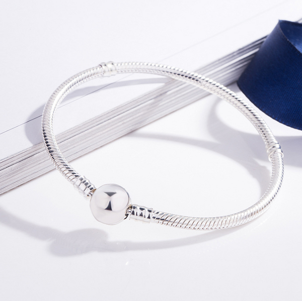 Pulsera de Plata S925 con Cierre Serpiente y Cadena Ósea