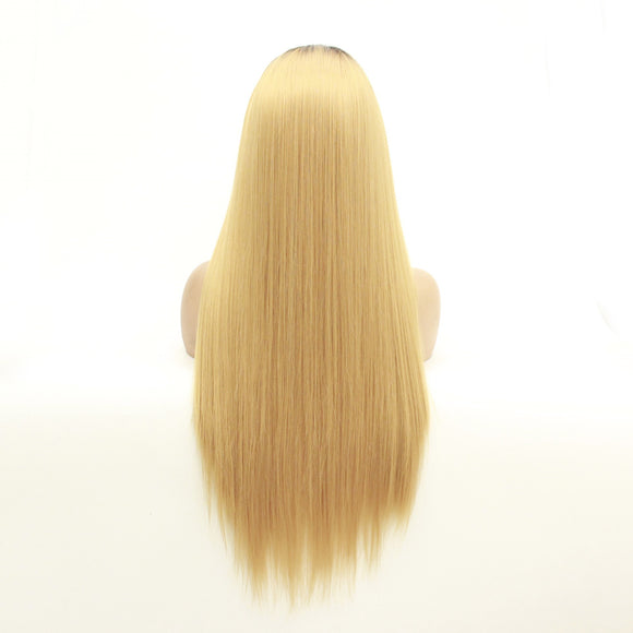 Peluca Frontal de Encaje Sintético Cabello Liso Largo