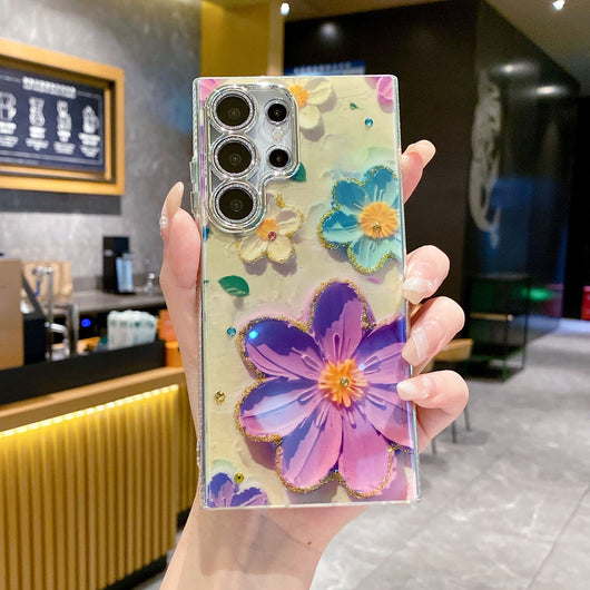 Funda para Celular con Diseño Floral de Diamantes y Protección de Lente - Image 6