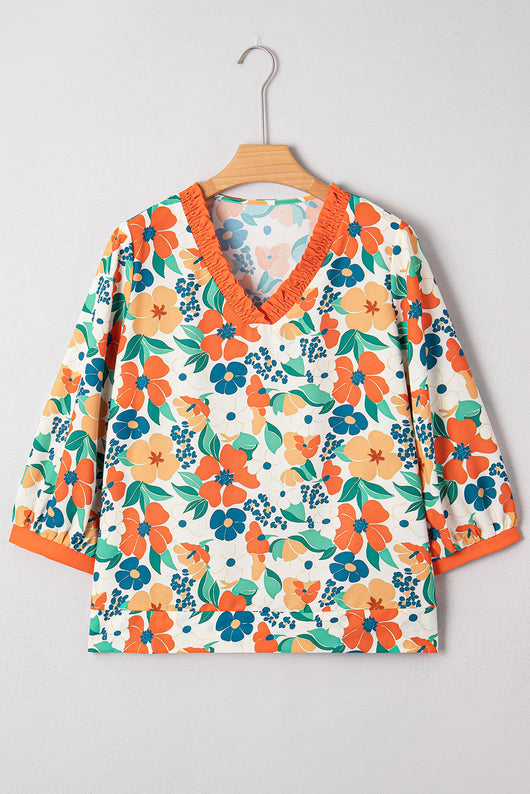 Blusa Casual Escote V Estampado Floral - Image 13