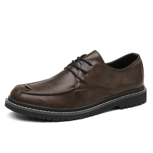 Zapatos Casuales de Cuero Negro Estilo Coreano para Hombre