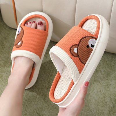 Pantuflas de Lino con Oso Adorable para Mujer - Cómodas, Antideslizantes y Transpirables - Image 16