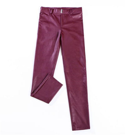 Pantalones Peach Tiro Bajo Fleece con Detalles de Cuero PU - Image 30