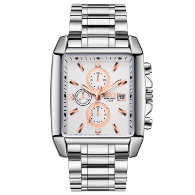 Reloj de Acero Inoxidable con Correa Cuadrada para Hombre - Image 11