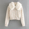 Cardigan Tejido Suave con Cuello de Pelaje - Chaqueta Acogedora