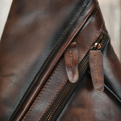 Mochila de Cuero Vintage con Bandolera Diagonal - Estilo Clásico - Image 21