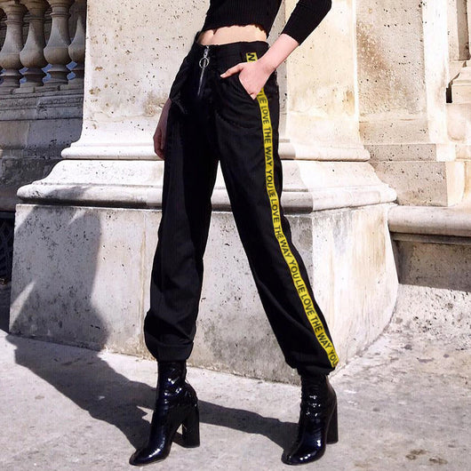 Pantalón Casual de Cintura Alta con Diseño de Cinta Contrastante - Image 3
