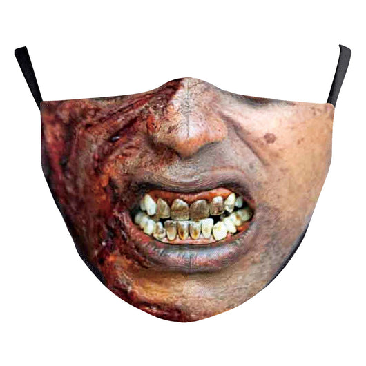 Halloween funny face mask with a digital print of a nose and two large buck teeth, featuring black ear loops. - Image 14