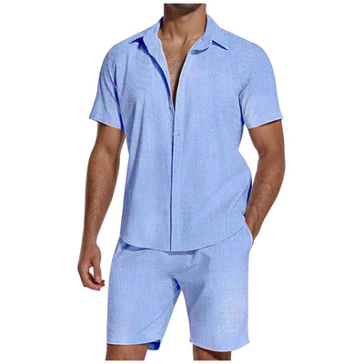 Camisa de Lino con Solapa Manga Corta para Hombre - Image 3