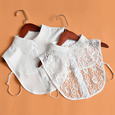 Blusa de Encaje con Cuello Falso Soluble en Agua - Elegancia Versátil