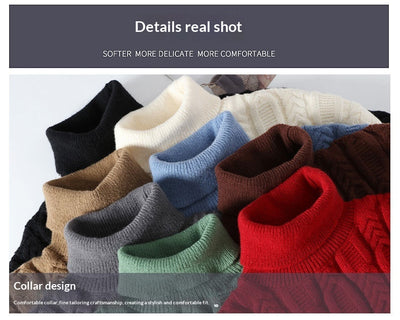 Suéter de Cuello Alto Trenzado para Hombre - Abrigo Casual y Cálido - Image 23