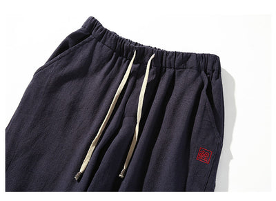 Pantalones harem sueltos de algodón y lino vintage - Image 8