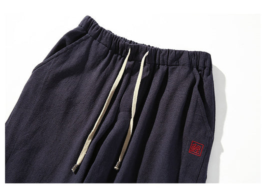 Pantalones harem sueltos de algodón y lino vintage - Image 8