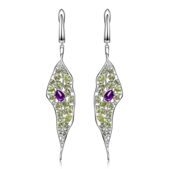 Aretes Personalizados de Amatista y Olivino para Mujer
