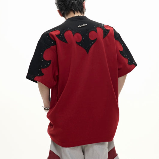 Playera Hombre Cuello Redondo Algodón Pesado con Bordado 3D Flor Quemada y Cristales - Image 10