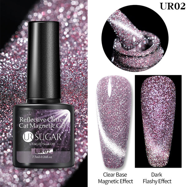 Esmalte Gel Efecto Ojo de Gato con Cristales Diamante