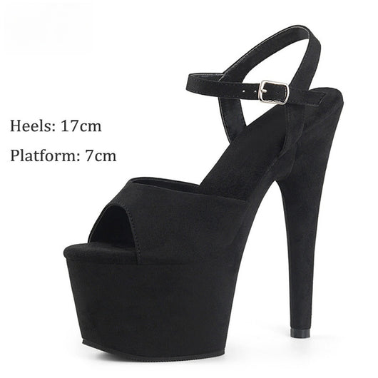 Sandalias de Tacón Alto 17cm Efecto Gamuza Modelo Pasarela - Image 3