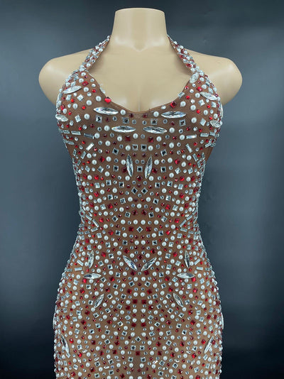 Vestido de Gala Escote Espalda Descubierta con Cristales y Brillantes - Image 7