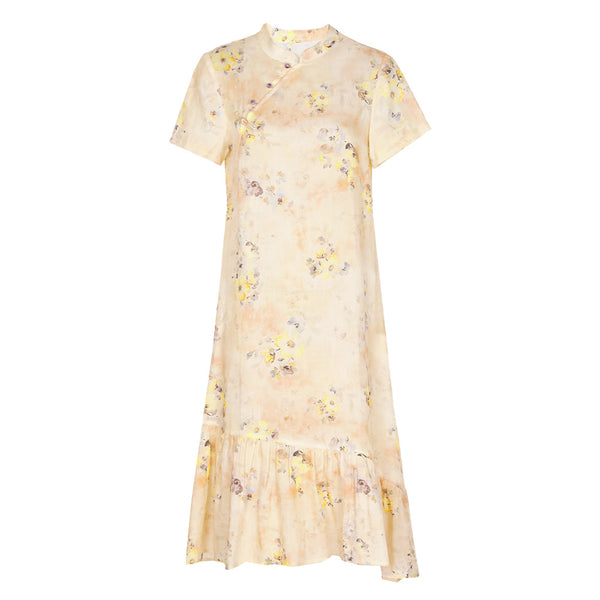 Vestido Cheongsam Literario Mejorado con Cuello Mao y Estampado para Mujer - Image 4